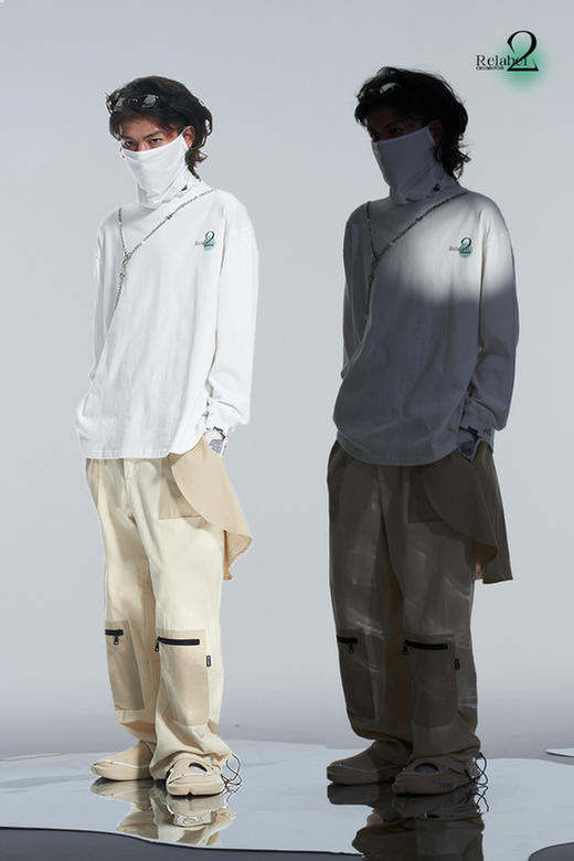 RELABEL 21AW 主题字体概念几何圆形撞色印花宽松圆领长袖T恤 商品图5