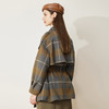 LH9H4斯尔丽2021新款秋冬瑟俪双面呢格子假两件式肩章羊毛大衣女 商品缩略图1