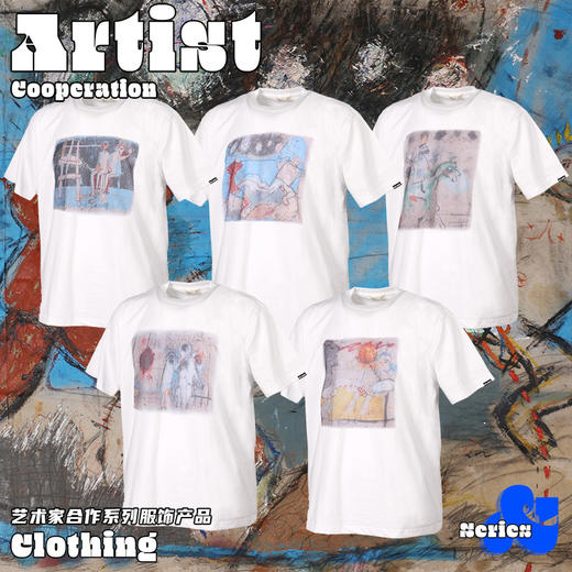 RELABEL 艺术家合作款抽象油画直喷印花宽松纯棉短袖T恤 商品图0