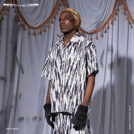 RELABEL 21SS  定织线织满印印花宽松休闲短袖衬衣 商品图0