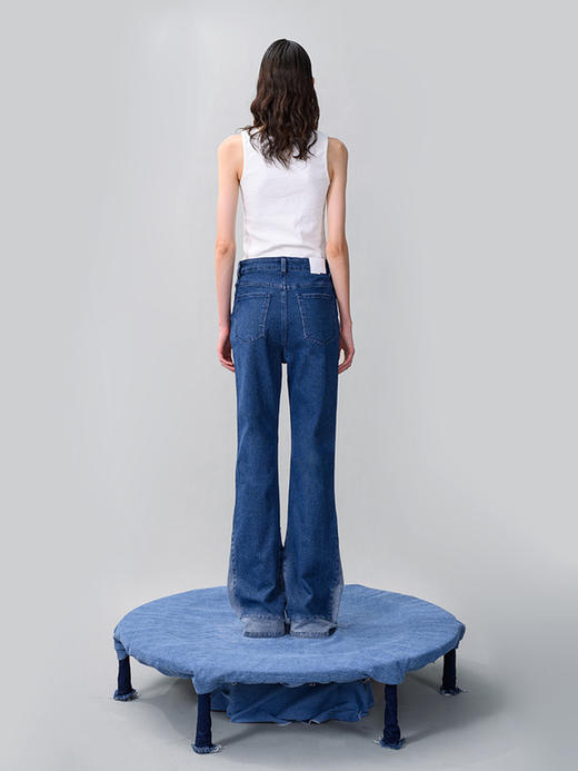 IFIK limited Blue Flare Jeans 裤脚直喷特殊面料微喇牛仔长裤 商品图2