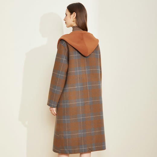 LH9M7斯尔丽2021瑟俪秋冬新款大翻领慵懒连帽宽松休闲外套双面呢大衣 商品图1