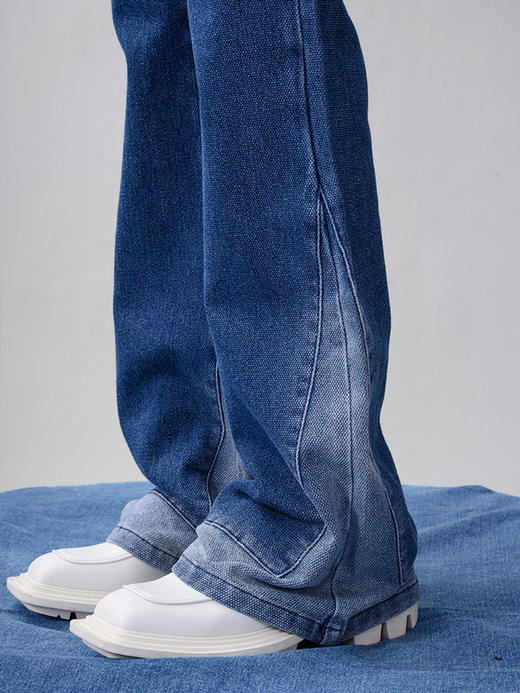 IFIK limited Blue Flare Jeans 裤脚直喷特殊面料微喇牛仔长裤 商品图3
