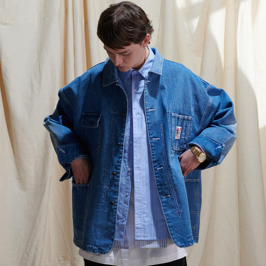 EAFINETAL.21SS新款刺绣贴标设计水洗工装休闲宽松牛仔夹克外套 商品图3