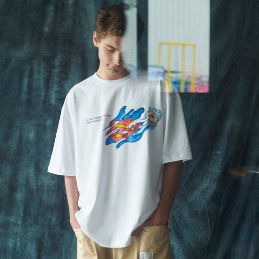 EAFINETAL.2021SS新款趣味印花假两件设计纯棉休闲宽松短袖T恤男 商品图1