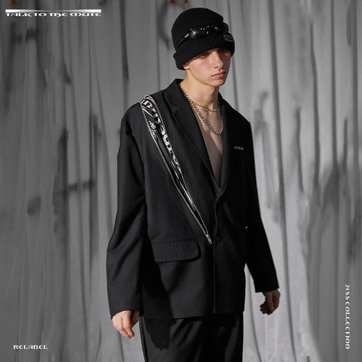 RELABEL 21SS 毕冉同款双拉链隐藏印花裁片西装外套 商品图1