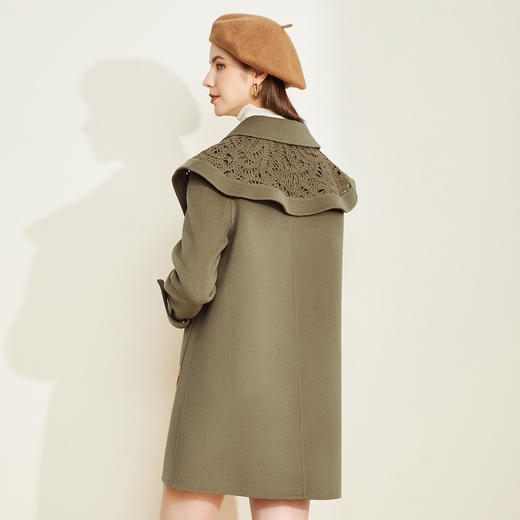 LH9T1斯尔丽2021瑟俪秋冬新款设计感时尚针织领一手长大衣女款通勤 商品图1