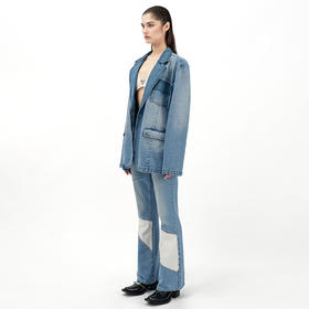 IFIK Blue 90S Flare Spliced Jeans 虽拼接但实穿的微喇牛仔裤
