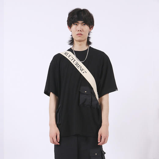 RELABEL 20SS多口袋T恤机能风潮牌短袖男拼接双色纯棉上衣打底衫 商品图3