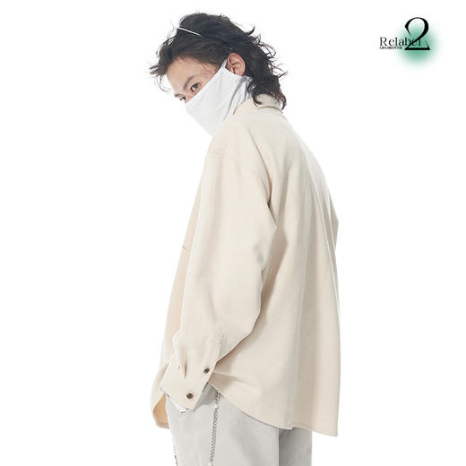 RELABEL 21AW 主题字体概念玫瑰印花浅色麂皮绒宽松衬衣 商品图3