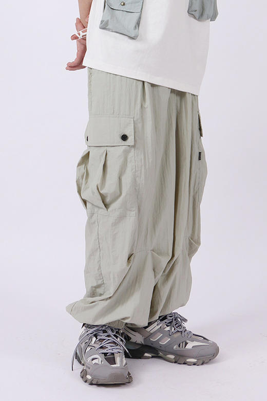 RELABEL 2020SS宽松阔腿裤潮牌立体裁剪大口袋休闲束脚工装裤男 商品图5