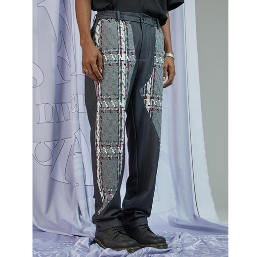 RELABEL 20AW 深灰色面料不规则拼接不对称宽松西裤 商品图2