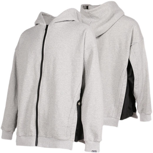 RELABEL 21AW异材质梭织拼接黑灰撞色oversize宽松卫衣外套 商品图4