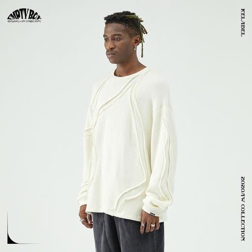 RELABEL 20AW  弧线破口不规则剪裁宽松毛衣 商品图0