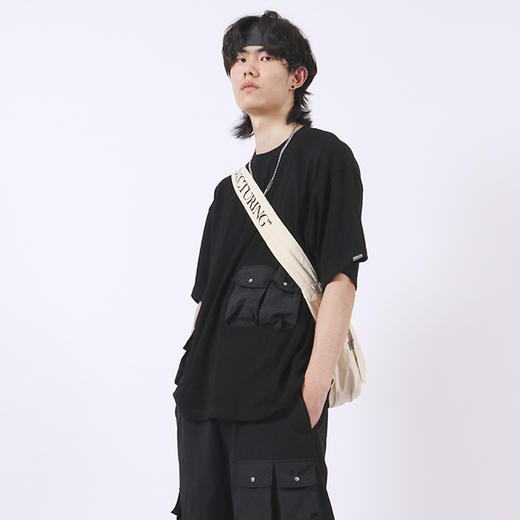 RELABEL 20SS多口袋T恤机能风潮牌短袖男拼接双色纯棉上衣打底衫 商品图2