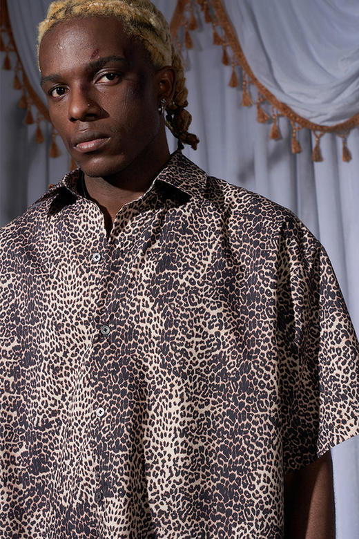 RELABEL 21SS 原创豹纹满印背后异形主题logo印花宽松短袖衬衣 商品图5