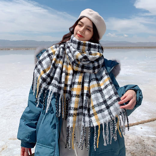 2021新款格子男女围巾时尚秋冬季韩版百搭仿羊绒长款披肩外搭两用保暖围脖潮 商品图2
