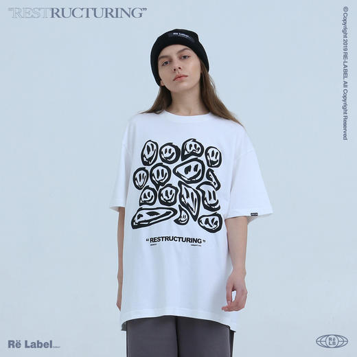 RELABEL 2020SS创意笑脸主题印花潮牌短袖男夏季休闲T恤情侣上衣 商品图1