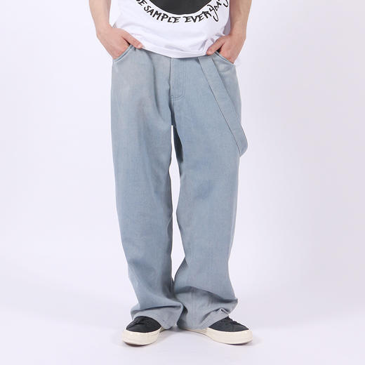 RELABEL 20SS新款口袋宽松直筒水洗工装侧吊带结构牛仔裤男潮长裤 商品图4