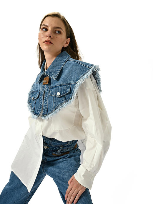 IFIK Plastron-style Western Denim Jacket 西部牛仔动真格披肩 商品图0