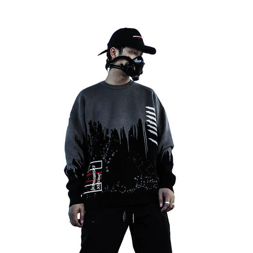 ENSHADOWER隐蔽者新款泼墨纹理毛衣男潮牌宽松圆领线衣字母针织衫 商品图3