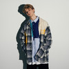 EAFINETAL.21AW新款笑脸印花法兰绒格纹拼接水洗毛边做旧夹克外套 商品缩略图0