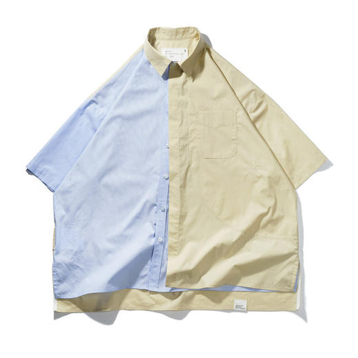 EAFINETAL.2021SS新款拼接纯色撞色设计纯棉宽松休闲上衣短袖衬衫 商品图4