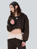 IFIK Brown Crop Easy Hoodie 轻松不失高级的水洗做旧连帽短卫衣 商品缩略图0