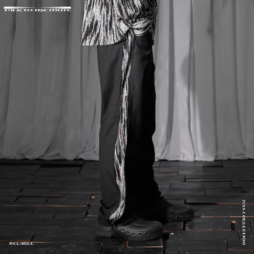 RELABEL 21SS定织未来感条纹毛料定制双头长拉链拼接宽松西裤 商品图1