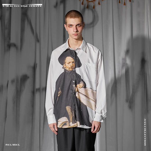 RELABEL 21SS人脸主题概念印花长袖衬衣 商品图0