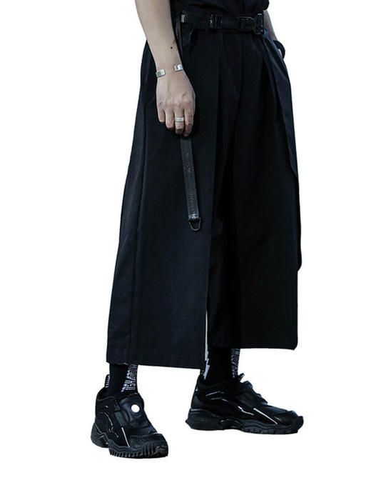 ENSHADOWER隐蔽者国潮新品褶锏武士裙裤男直筒阔腿七分裤宽松裤子 商品图3