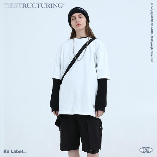 RELABEL 20SS 夏季宽松休闲外穿纯色五分短袖男潮牌情侣T恤上衣 商品图1