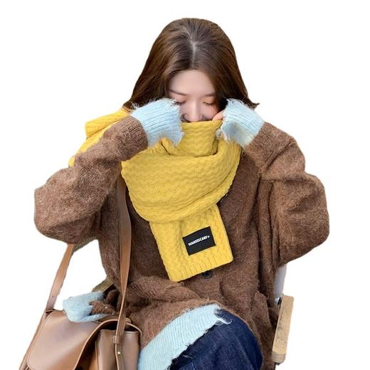 时尚百搭新款男女围巾女秋冬仿羊绒简约百搭防寒加厚羊绒围脖纯色休闲学生披肩 商品图4