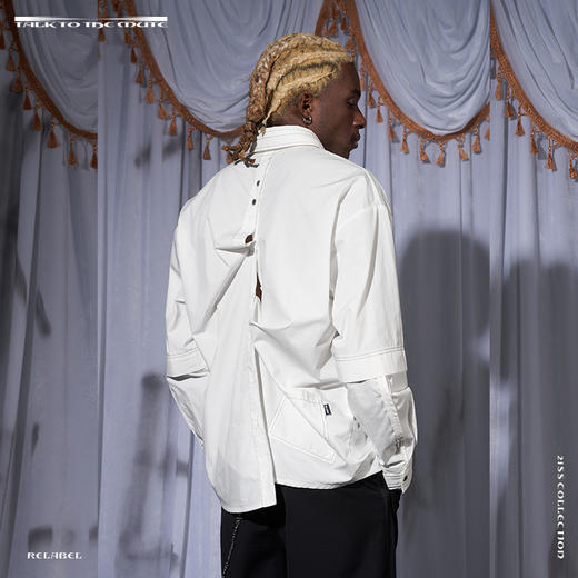 RELABEL 21SS 白色三门襟平行相错假两件错位明线多穿法衬衣 商品图1