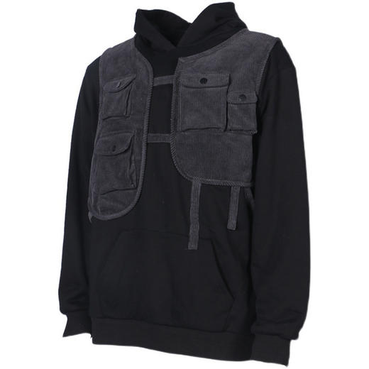 RELABRL  20AW 潮牌灯芯绒多口袋马甲拼接宽松卫衣 商品图4