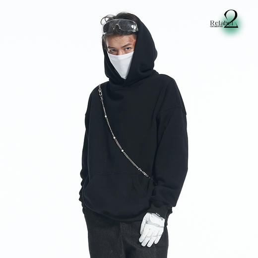 RELABEL 21AW品牌logo外边框印花刺绣标片正反毛圈拼接连帽卫衣 商品图2