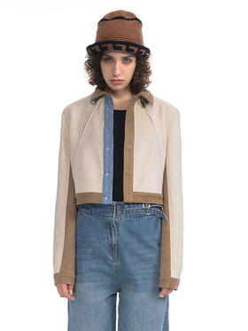 IFIK Brown Suede Jacket 沙漠之花 牛仔心机麂皮绒垫肩夹克外套