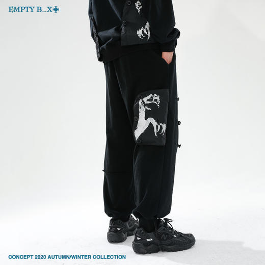 RELABEL 2020AW 双面活页翻页纽扣印花口袋抽绳卫裤休闲裤百搭潮 商品图0