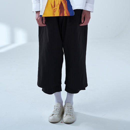EAFINETAL.20AW春秋双裤管设计纯棉宽松纯色休闲九分裤直筒阔腿裤 商品图0