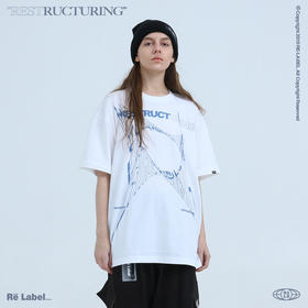 RELABEL20SS潮牌欧美风创意线条印花短袖男女黑白双色国潮情侣T恤