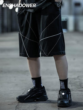 ENSHADOWER隐蔽者潮牌新品网洞绗缝反光短裤男宽松休闲五分裤中裤