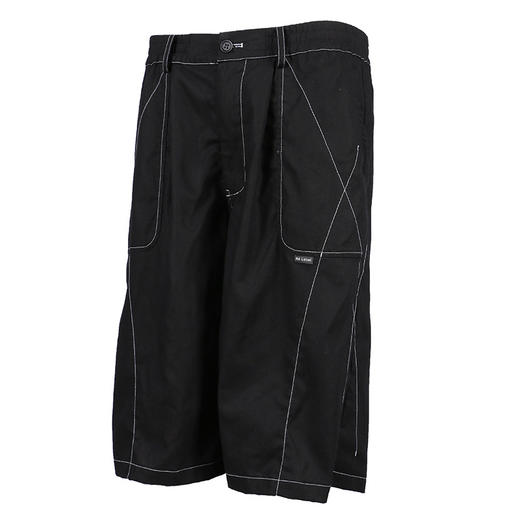 RELABEL 21SS黑色弧形交错立体重工明线宽松亲肤透气棉麻短西裤 商品图4