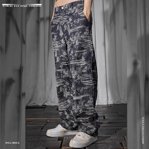 RELABEL 21SS 宽松结构糜烂破坏拉丝牛仔裤 商品图0