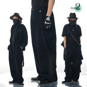 RELABEL 21AW 脚口异面料不规则拼接多系法背带宽松灯芯绒长裤