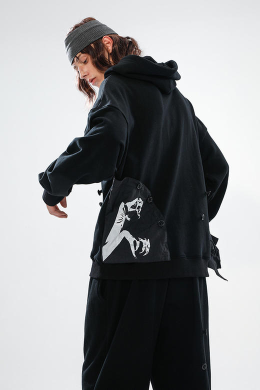 RELABEL 2020AW 双面活页翻页纽扣印花口袋帽衫解构设计男女同款 商品图5