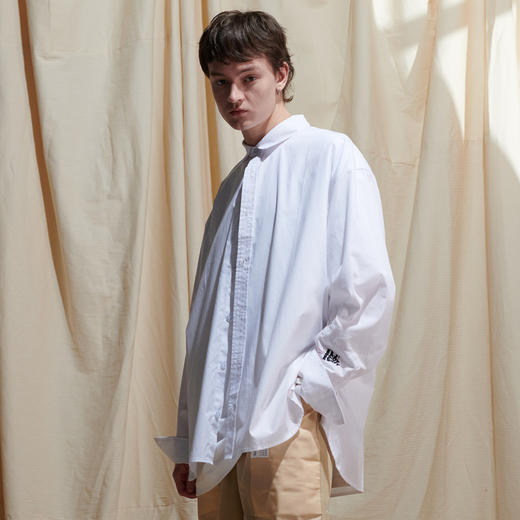 EAFINETAL.2021SS新款刺绣分割袖设计纯色上衣纯棉休闲宽松白衬衫 商品图2