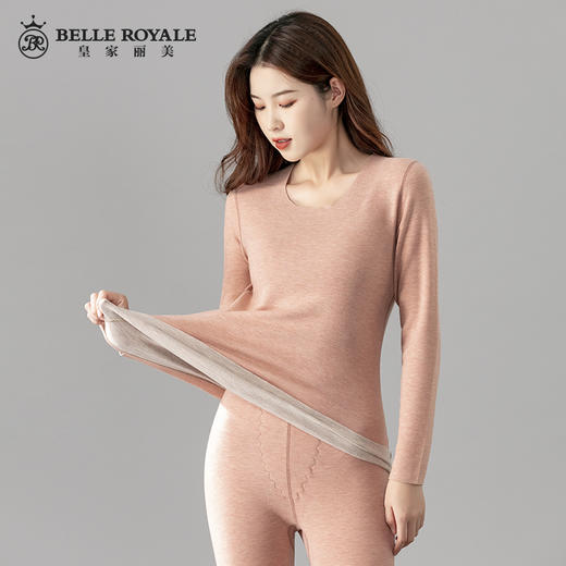 皇家丽美冬季羊绒蚕丝保暖内衣情侣款男打底秋衣秋裤套装BNM8166 商品图0