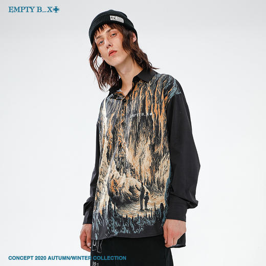 RELABEL 2020AW正面全幅洞穴探险印花潮牌衬衫男宽松休闲个性衬衣 商品图2