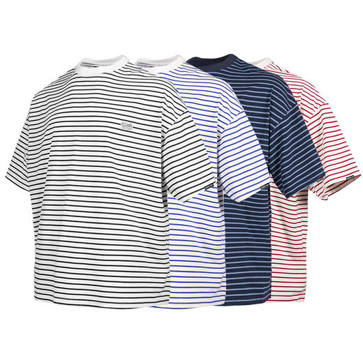 RELABEL 21SS 多色条纹品牌logo刺绣标背后印花宽松短袖T恤 商品图4