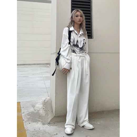 RELABEL 21SS 幻影手掌印花立领长袖衬衫男美潮复古宽松衬衣 商品图2